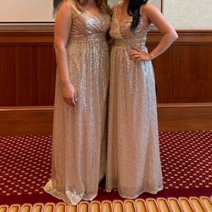 Gold Sequin David's Bridal Bridemaid's Dress